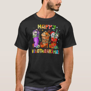 Camiseta Feliz Hallothanksmas Café Obrigados de Dia das Bru
