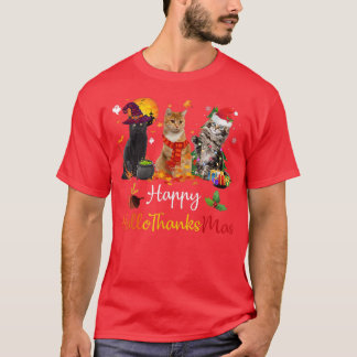 Camiseta Feliz Hallothanksmas Cats Lover Halloween Feliz Ch