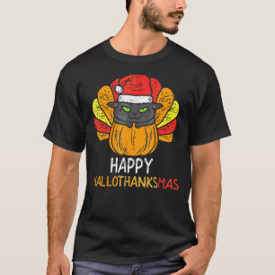 Camiseta Feliz Hallothanksmas Gato Peru Gato Dia de Ação de