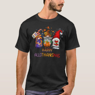 Camiseta Feliz Hallothanksmas Gnomos Cute Caem no Halloween