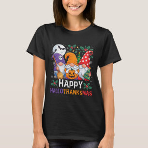Camiseta Feliz Hallothanksmas Gnomos Dia das Bruxas Ação de