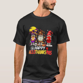 Camiseta Feliz Hallothanksmas Gnomos Lindos Outono Dia das