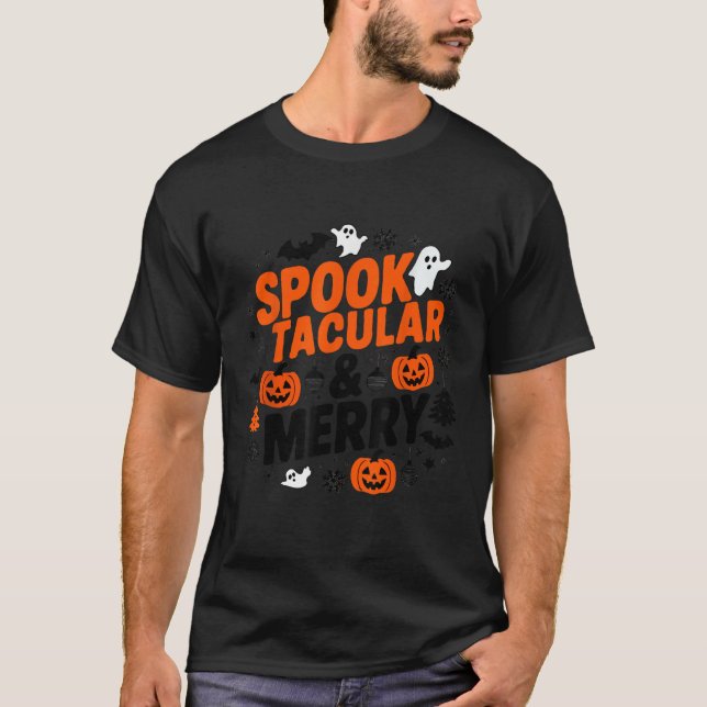 Camiseta Feliz Hallothanksmas Halloween assombroso alegre  (Frente)