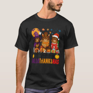 Camiseta Feliz Hallothanksmas Maine Coon Gatos Halloween Th