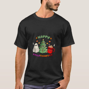 Camiseta Feliz Hallothanksmas Mensageiro do Dia das Bruxas