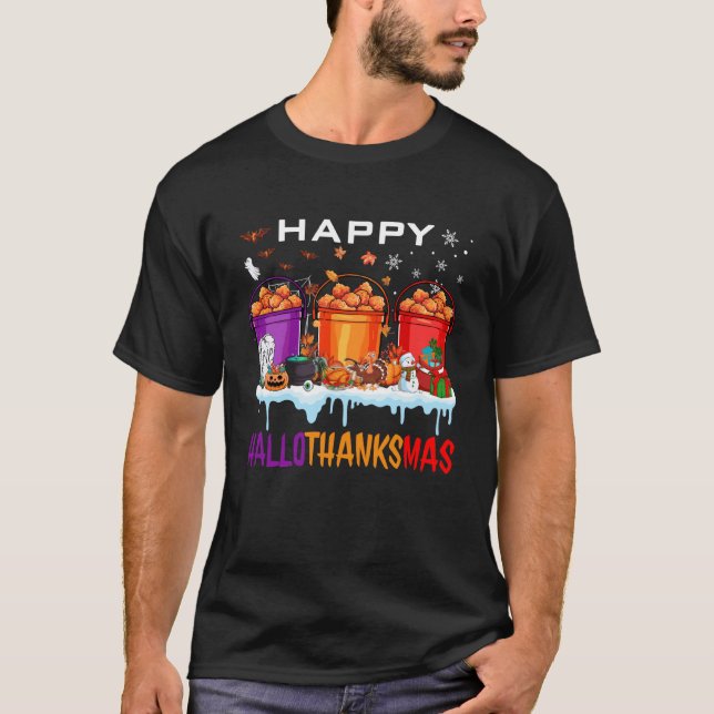 Camiseta Feliz Hallothanksmas Nuggets de Frango Halloween T (Frente)