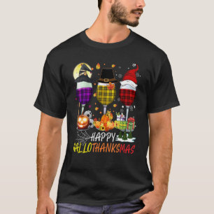 Camiseta Feliz Hallothanksmas Vinho Vidro Bruxa Noel Hat