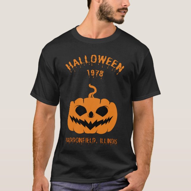 Camiseta Feliz Halloween 1978 Haddonfield, Illinois (Frente)
