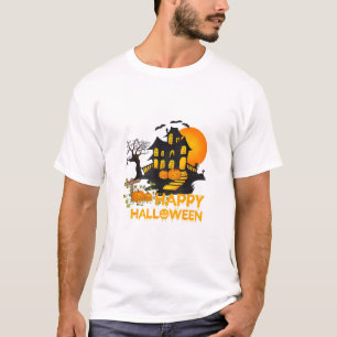 Camiseta Feliz Halloween Abóbora Assustadora Casa Assombrad