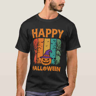 Camiseta Feliz Halloween Abóbora Vetor Vintage