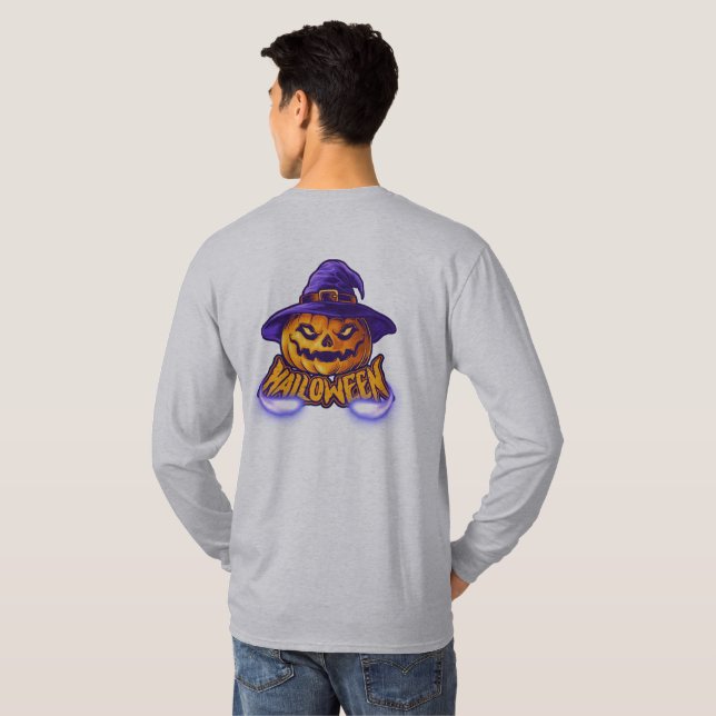 Camiseta Feliz Halloween Assustador Jack (Parte Traseira Completa)