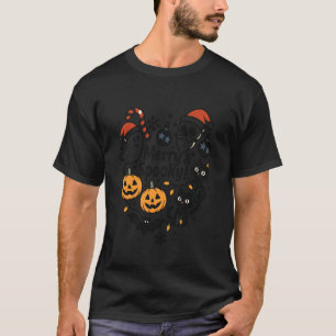 Camiseta Feliz Halloween Assustador Natal Gatos Fofos Abóbo