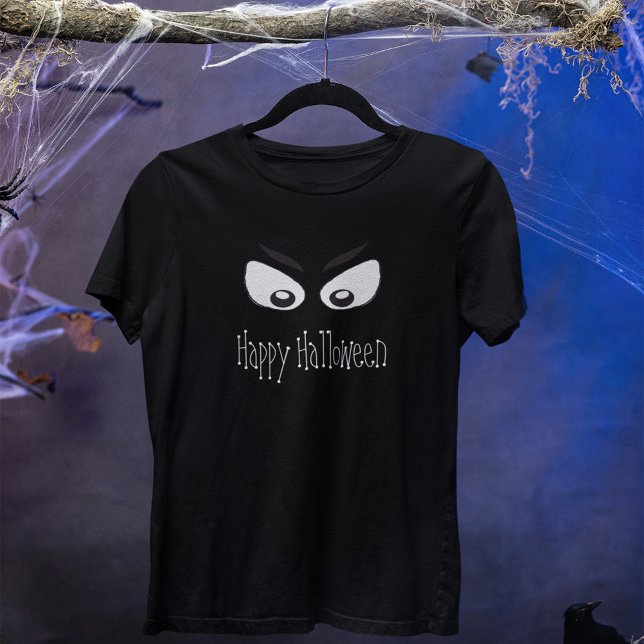 Camiseta Feliz Halloween Black and White Ghost (Happy Halloween Spooky ghost eyes womens t shirt)