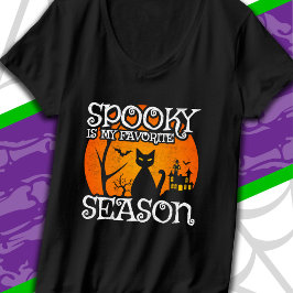 Camiseta Feliz Halloween Black Cat Spooky Season Hall Engra