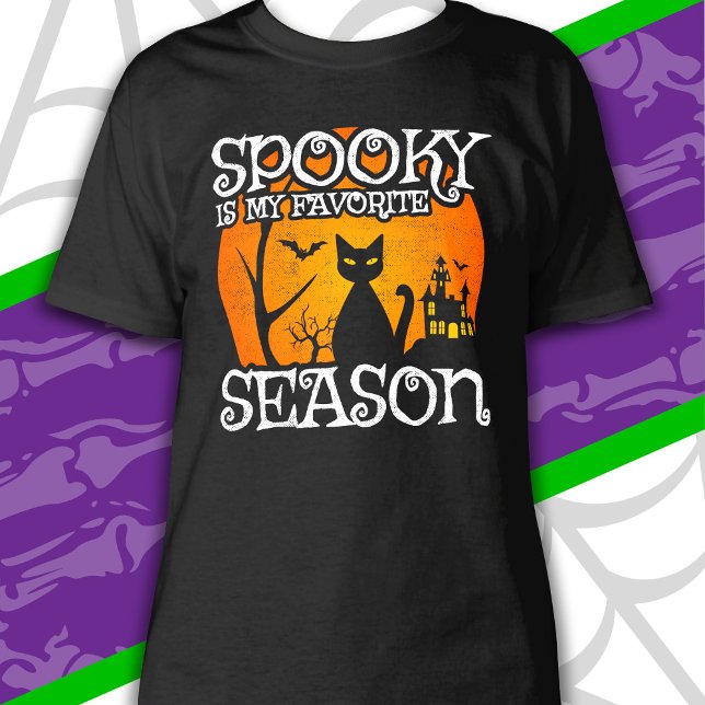 Camiseta Feliz Halloween Black Cat Spooky Season Hall Engra (Criador carregado)