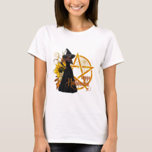 Camiseta Feliz Halloween - Bruxa do Pentagrama Africano Ame