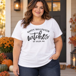 Camiseta Feliz Halloween Bruxas Personalizado Cidade Preta
