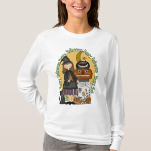 Camiseta Feliz Halloween Bruxas Tenta Longa Folga