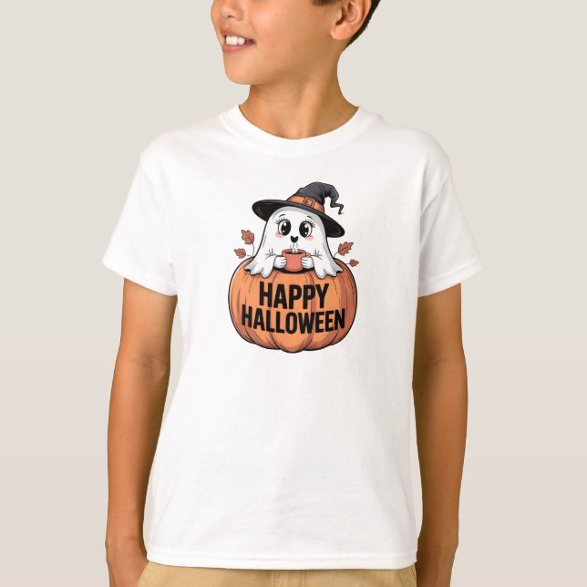 Camiseta Feliz Halloween Caffeine Ghost (Frente)