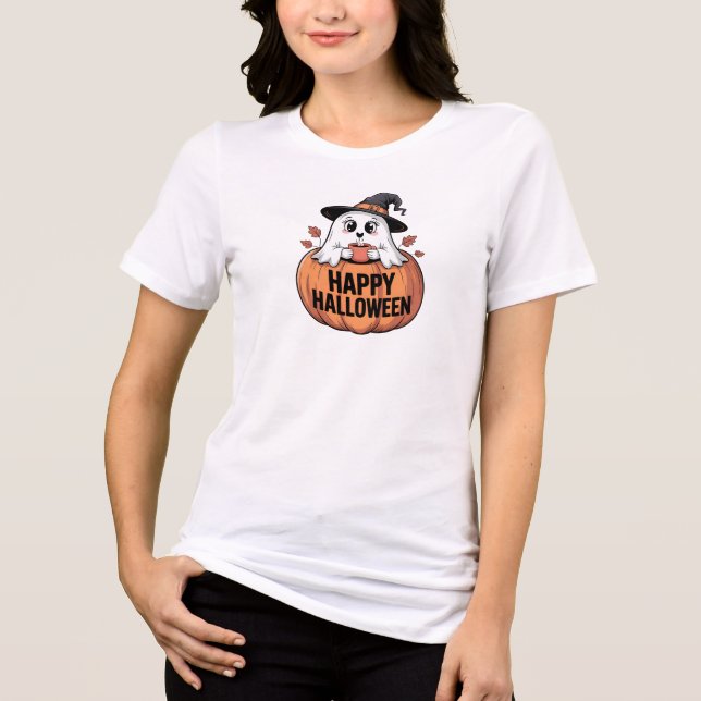 Camiseta Feliz Halloween Caffeine Ghost (Frente)