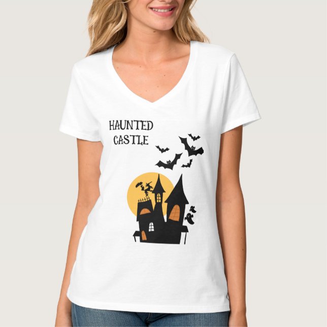 Camiseta Feliz Halloween, Castelo Assombrado (Frente)