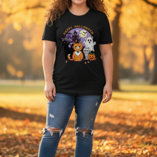 Camiseta Feliz Halloween Cats-Spooky Festa Felina Felina Fe
