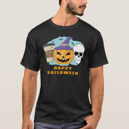 Camiseta Feliz Halloween - Caveira Assustadora, Abóbora & C