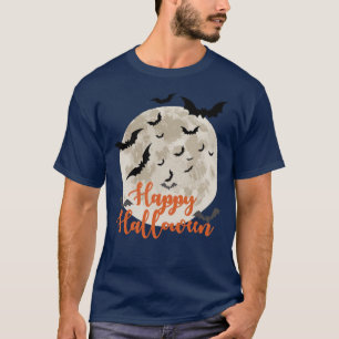 Camiseta Feliz Halloween Cheia Moon com Bats