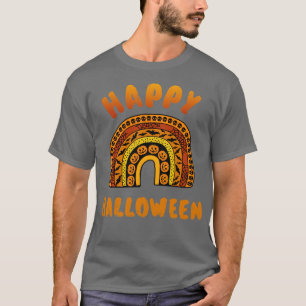 Camiseta Feliz halloween com arco-íris fofo para professore