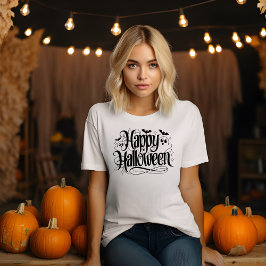Camiseta Feliz Halloween com Fantasmas & Morcegos