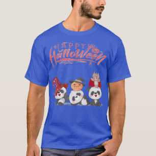 Camiseta Feliz Halloween Com Três Pequenos Ursos De Panda