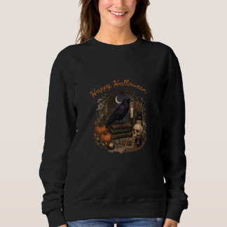 Camiseta Feliz Halloween Corvo Gótico Bruxa