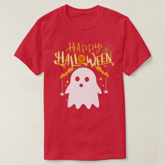 Camiseta Feliz Halloween Cute Boo Costume Spooky Hor (Frente do Design)
