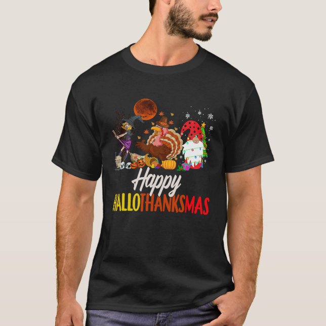 Camiseta Feliz Halloween da Bruxa Turca de Hallothanksmas (Frente)