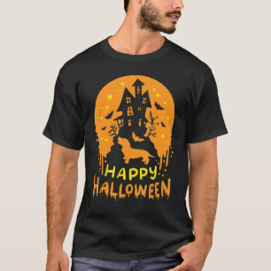 Camiseta Feliz Halloween Dachshund Wiener Dog Ghost Cas