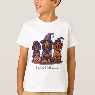 Camiseta Feliz Halloween Dachshund Witch Dogs