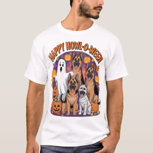 Camiseta Feliz Halloween de Pastor Alemão