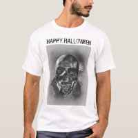 Feliz Halloween. Desenho de caveira preto e branco