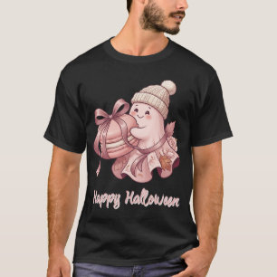 Camiseta Feliz Halloween Doce Colheita de Outono Fantasma e