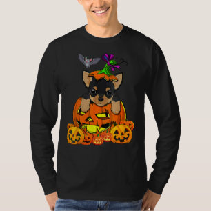 Camiseta Feliz Halloween Engraçado Chihuahua Pumpkin