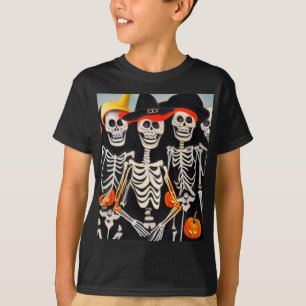 Camiseta Feliz Halloween Esqueletos