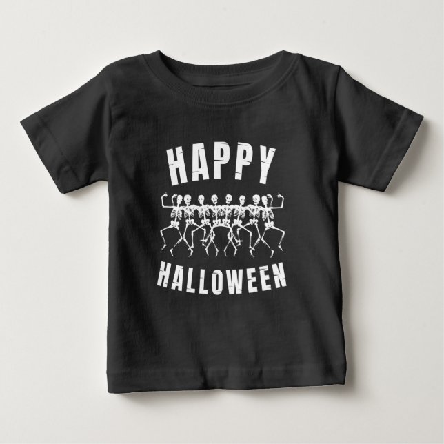 CAMISETA FELIZ HALLOWEEN ESQUELETOS DANÇANTES (Frente)