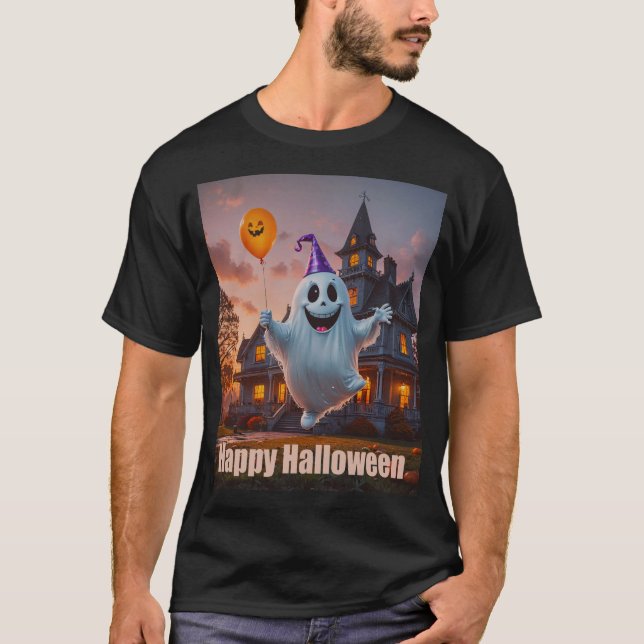 Camiseta Feliz Halloween Fantasma (Frente)