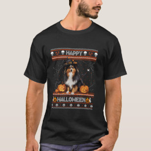 Camiseta Feliz Halloween Feia Shetland Sheepdog Howl o entr