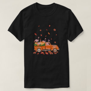 Camiseta Feliz Halloween Flamingo Fall Autumn Pumpkin Truck