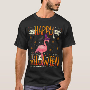 Camiseta Feliz Halloween Flamingo Witch Halloween