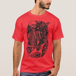 Camiseta Feliz Halloween Funny Skeleton Tocando Bomba De Vi