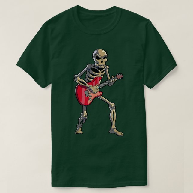Camiseta Feliz Halloween Funny Skeleton Tocando Bomba De Vi (Frente do Design)