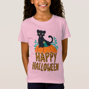 Camiseta Feliz Halloween Gatinho Pantera Preta