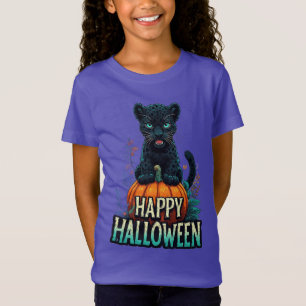 Camiseta Feliz Halloween Gatinho Pantera Preta